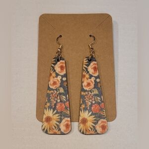 Floral Patterned Drop Earrings